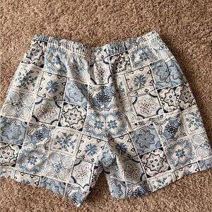 Men's Blue Patterned Swim Trunks